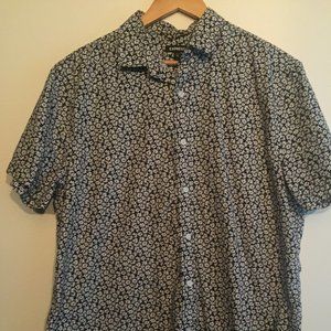 Express Navy Floral Shortsleeve Buttonup Shirt XL